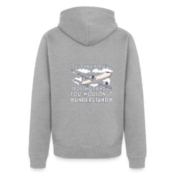 Aircraft Spotting Airplane Aircraft Spotter - Unisex Premium Organic Zip Hoodie - heather grey - Back - Nico (187cm)