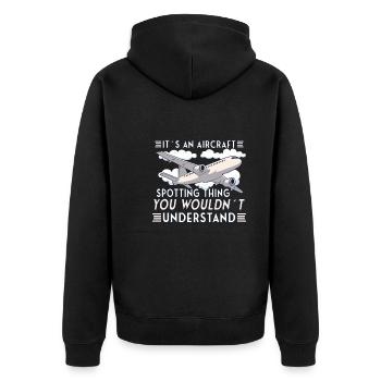 Aircraft Spotting Airplane Aircraft Spotter - Unisex Premium Bio Zip Hoodie - Schwarz - Hinten - Nico (187cm)