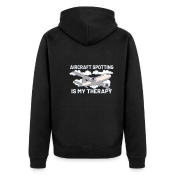 Aircraft Spotting Airplane Aircraft Spotter - Unisex Premium Bio Zip Hoodie - Schwarz - Hinten - Nico (187cm)