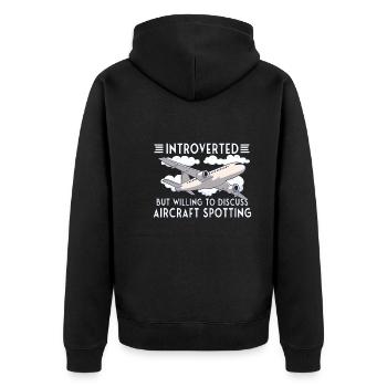 Aircraft Spotting Airplane Aircraft Spotter - Unisex Premium Bio Zip Hoodie - Schwarz - Hinten - Nico (187cm)