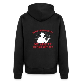 True Crime Murder Spy Crime Interesse Geschenkidee - Unisex Premium Bio Zip Hoodie - Schwarz - Hinten - Nico (187cm)