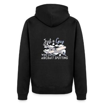 Aircraft Spotting Airplane Aircraft Spotter - Unisex Premium Bio Zip Hoodie - Schwarz - Hinten - Nico (187cm)