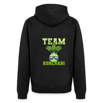 Team Kohlrabi Superfood Veganer Vegetarier - Unisex Premium Bio Zip Hoodie - Schwarz - Hinten - Nico (187cm)