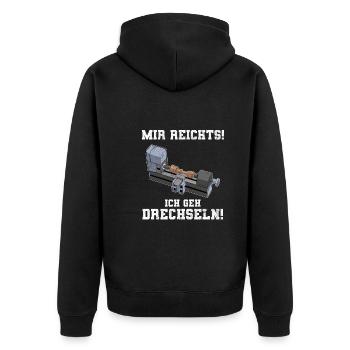 Mir Reichts Ich Geh Drechseln Holz Drechsler - Unisex Premium Bio Zip Hoodie - Schwarz - Hinten - Nico (187cm)