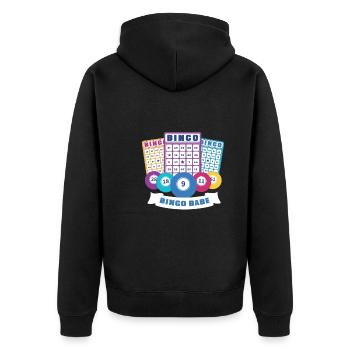 Bingo Card Game Grandma Bingo Player Bingo Cards - Unisex Premium Organic Zip Hoodie - black - Back - Nico (187cm)