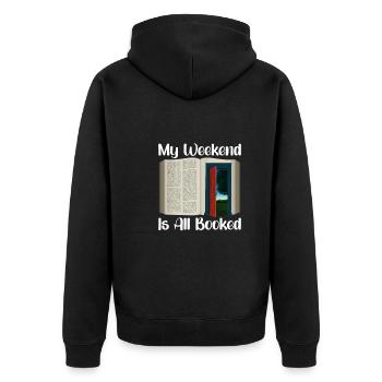 Book Reader Reading Literature Bookworm Gift Idea - Unisex Premium Organic Zip Hoodie - black - Back - Nico (187cm)