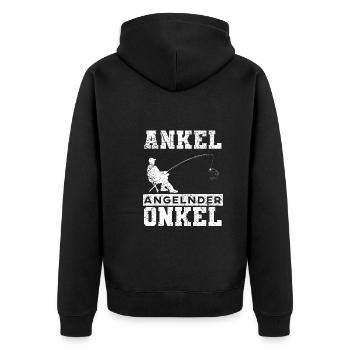 Ankel Angelnder Onkel Angler Fischer - Unisex Premium Bio Zip Hoodie - Schwarz - Hinten - Nico (187cm)