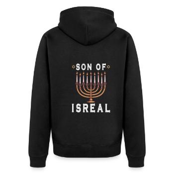 Israelite Jew Israelite Heritage Jewish Israel Jew - Unisex Premium Bio Zip Hoodie - Schwarz - Hinten - Nico (187cm)