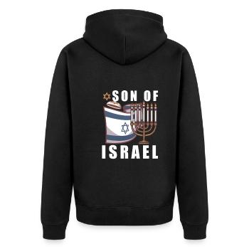 Israelite Jew Israelite Heritage Jewish Israel Jew - Unisex Premium Bio Zip Hoodie - Schwarz - Hinten - Nico (187cm)