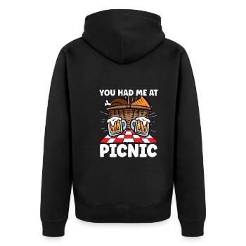 Picnic Lover Picnic Food Basket Picnic Date - Unisex Premium Organic Zip Hoodie - black - Back - Nico (187cm)