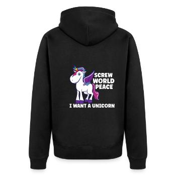 Horse Dressage Horseback-Riding Horse Girl Barn - Unisex Premium Bio Zip Hoodie - Schwarz - Hinten - Nico (187cm)