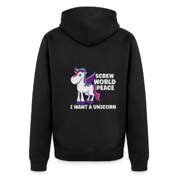 Horse Dressage Horseback-Riding Horse Girl Barn - Unisex Premium Bio Zip Hoodie - Schwarz - Hinten - Nico (187cm)