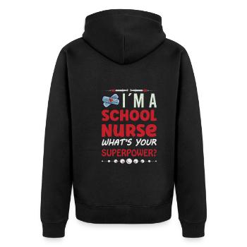 School Nurse Nursing Clinic Medical Stuff - Unisex Premium Bio Zip Hoodie - Schwarz - Hinten - Nico (187cm)