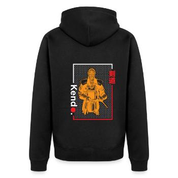 Kendo Japanischer Schwertkampf Martial Arts - Unisex Premium Bio Zip Hoodie - Schwarz - Hinten - Nico (187cm)
