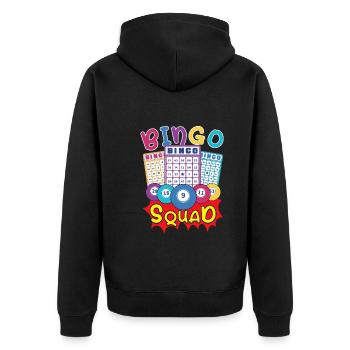 Bingo Card Game Grandma Bingo Player Bingo Cards - Unisex Premium Organic Zip Hoodie - black - Back - Nico (187cm)
