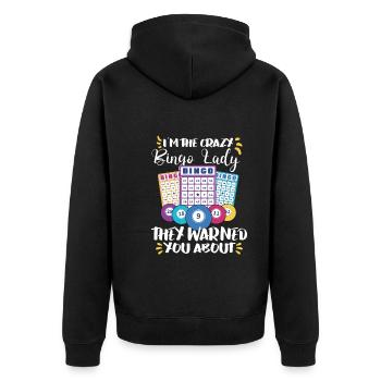 Bingo Card Game Grandma Bingo Player Bingo Cards - Unisex Premium Organic Zip Hoodie - black - Back - Nico (187cm)