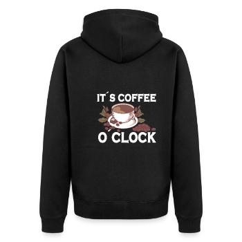 Coffee Lover Caffeine Molecule Java Latte Espresso - Unisex Premium Bio Zip Hoodie - Schwarz - Hinten - Nico (187cm)