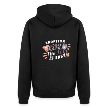 Funny Adoption Adoption Day Gifts - Unisex Premium Organic Zip Hoodie - black - Back - Nico (187cm)