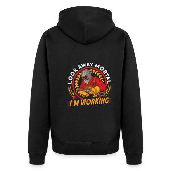 Welder Funny Funny Welding Gift - Unisex Premium Bio Zip Hoodie - Schwarz - Hinten - Nico (187cm)