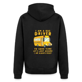 Funny School Bus Driver Appreciation anniversary - Unisex Premium Bio Zip Hoodie - Schwarz - Hinten - Nico (187cm)