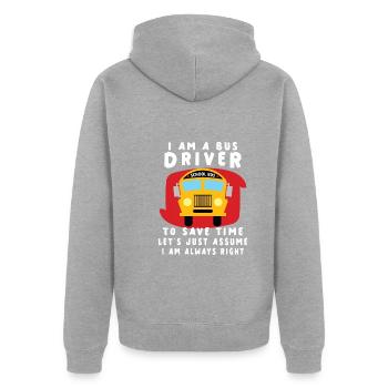 Funny School Bus Driver Appreciation anniversary - Unisex Premium Bio Zip Hoodie - Grau meliert - Hinten - Nico (187cm)