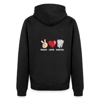 Dentist Dental Hygienist Gift Idea: Forbidden Love - Unisex Premium Organic Zip Hoodie - black - Back - Nico (187cm)