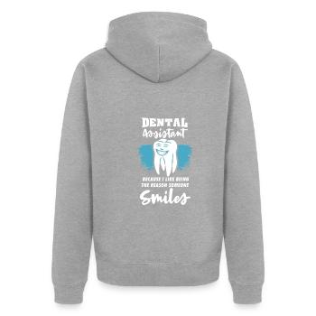 Funny Dentist Dental Assistant Dental Nurse - Unisex Premium Organic Zip Hoodie - heather grey - Back - Nico (187cm)