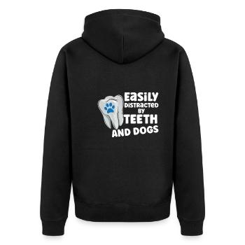 Dentist Dental Hygienist Gift Idea: Forbidden Love - Unisex Premium Organic Zip Hoodie - black - Back - Nico (187cm)
