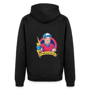 Electrician Electrical Engineer Lineman Electrical - Unisex Premium Bio Zip Hoodie - Schwarz - Hinten - Nico (187cm)