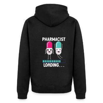 Funny pharmacist-pharmacy-technician-pharmacy - Unisex Premium Organic Zip Hoodie - black - Back - Nico (187cm)