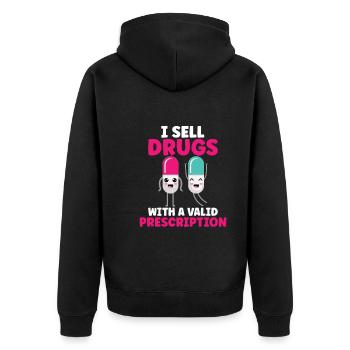 Funny pharmacist-pharmacy-technician-pharmacy - Unisex Premium Organic Zip Hoodie - black - Back - Nico (187cm)
