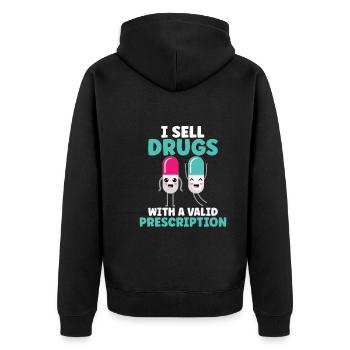Funny pharmacist-pharmacy-technician-pharmacy - Unisex Premium Organic Zip Hoodie - black - Back - Nico (187cm)