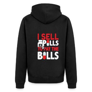 Funny pharmacist-pharmacy-technician-pharmacy - Unisex Premium Organic Zip Hoodie - black - Back - Nico (187cm)