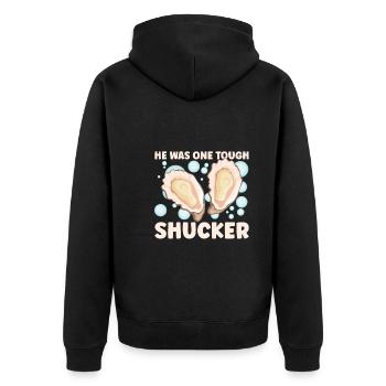 Auster-liebhaber Lustige Auster Auster Shucker - Unisex Premium Bio Zip Hoodie - Schwarz - Hinten - Nico (187cm)