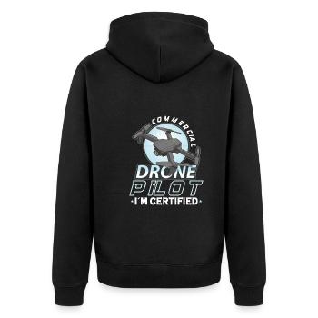 Drone Pilot Grandpa Gift Idea Old Man With - Unisex Premium Organic Zip Hoodie - black - Back - Nico (187cm)