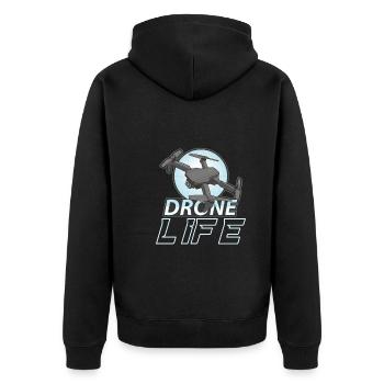 Drohne Pilot Opa Geschenkidee Alter Mann Mit - Unisex Premium Bio Zip Hoodie - Schwarz - Hinten - Nico (187cm)