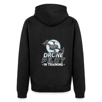 Drohne Pilot Opa Geschenkidee Alter Mann Mit - Unisex Premium Bio Zip Hoodie - Schwarz - Hinten - Nico (187cm)
