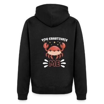 Crab Crab Shrimp Whisperer Crab Hunting Fisherman - Unisex Premium Organic Zip Hoodie - black - Back - Nico (187cm)