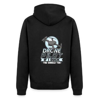 Drohne Pilot Opa Geschenkidee Alter Mann Mit - Unisex Premium Bio Zip Hoodie - Schwarz - Hinten - Nico (187cm)
