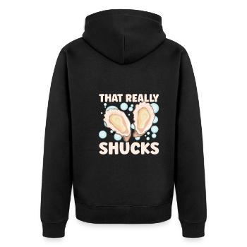 Auster-liebhaber Lustige Auster Auster Shucker - Unisex Premium Bio Zip Hoodie - Schwarz - Hinten - Nico (187cm)
