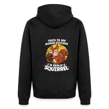 Funny Squirrel Fan Squirrel Lover Chipmunk Addict - Unisex Premium Bio Zip Hoodie - Schwarz - Hinten - Nico (187cm)