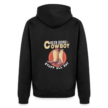 Cowboy Barn Bull Rider Rodeo Country Western - Unisex Premium Bio Zip Hoodie - Schwarz - Hinten - Nico (187cm)
