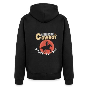 Cowboy Barn Bull Rider Rodeo Country Western - Unisex Premium Bio Zip Hoodie - Schwarz - Hinten - Nico (187cm)