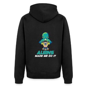 Alien Extraterrestrial Area 51 Ufo Space Geek - Unisex Premium Bio Zip Hoodie - Schwarz - Hinten - Nico (187cm)