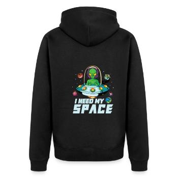 Alien Extraterrestrial Area 51 Ufo Space Geek - Unisex Premium Bio Zip Hoodie - Schwarz - Hinten - Nico (187cm)
