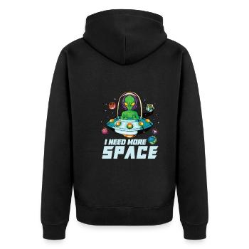 Alien Extraterrestrial Area 51 Ufo Space Geek - Unisex Premium Bio Zip Hoodie - Schwarz - Hinten - Nico (187cm)