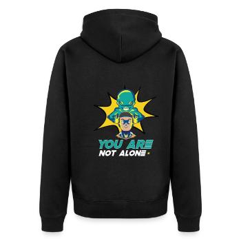 Alien Extraterrestrial Area 51 Ufo Space Geek - Unisex Premium Bio Zip Hoodie - Schwarz - Hinten - Nico (187cm)