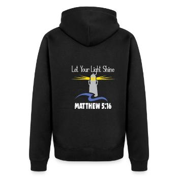 Christianisme Jésus Phare – Laissez votre lumière - Veste à capuche bio Premium Unisexe - noir - Dos - Nico (187cm)
