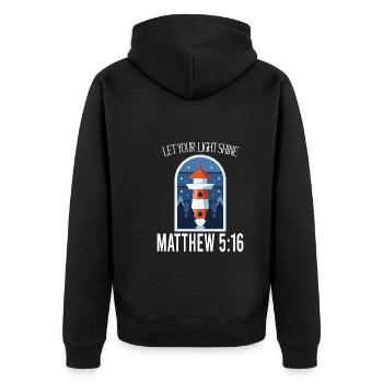 Christianisme Jésus Phare – Laissez votre lumière - Veste à capuche bio Premium Unisexe - noir - Dos - Nico (187cm)