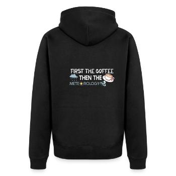 Funny Meteorology Meteorologist Weather Lover - Unisex Premium Bio Zip Hoodie - Schwarz - Hinten - Nico (187cm)